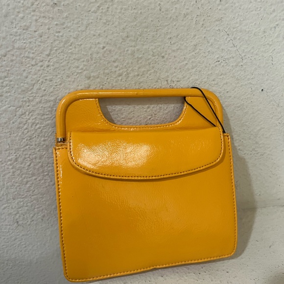 - Hobo International Farrah Yellow Leather Top Handle Mini Purse Clutch Bag - Picture 5 of 12